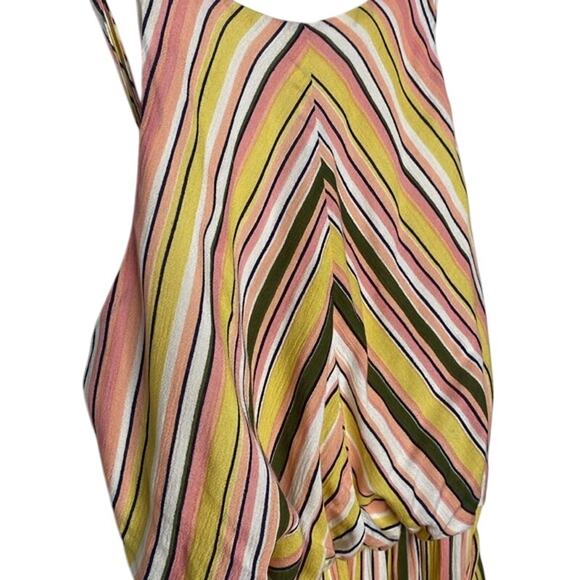 BAILY BLUE Pink Yellow Green White Stripe Sleeveless Maxi Dress Size Large NWT - Picture 3 of 10